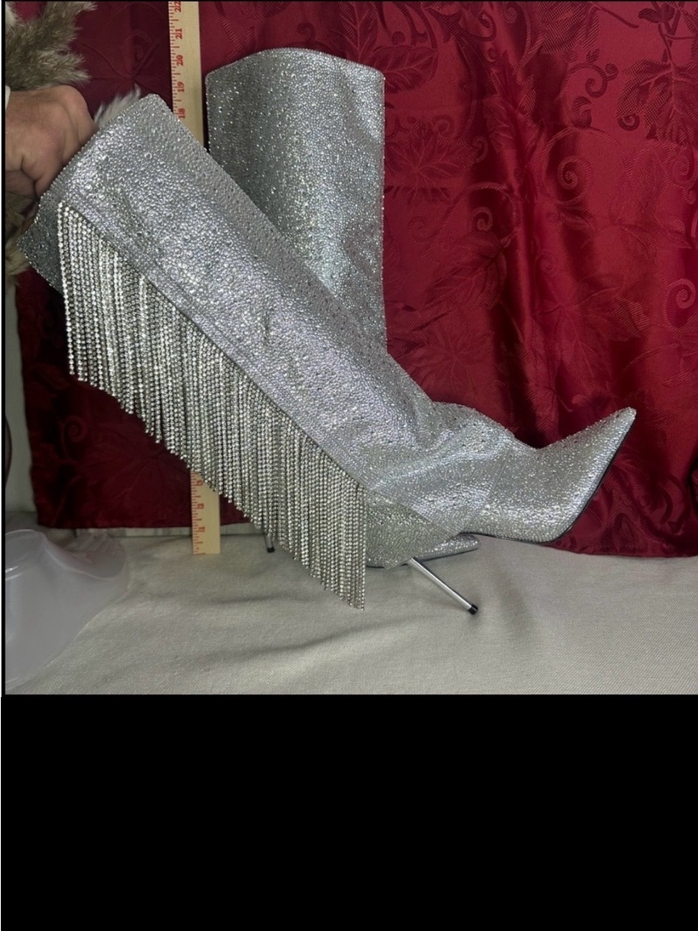Women’s Steve Madden Silver Rhinestone Knee-High Boots -8.5